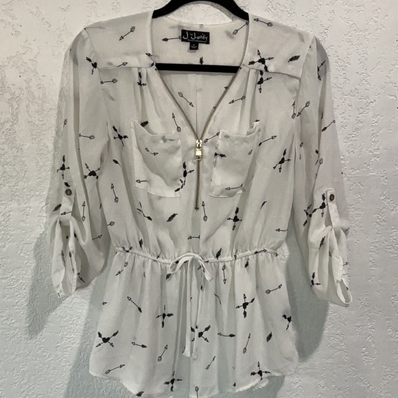 J for Justify Tops - J for Justify Cream Tie Front Blouse Relaxed Fit